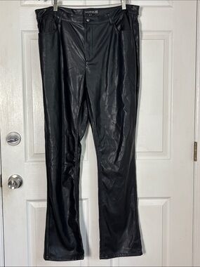Long Tall Sally Faux Black Leather Pants Size 16 Moto PU leather vegan pleather